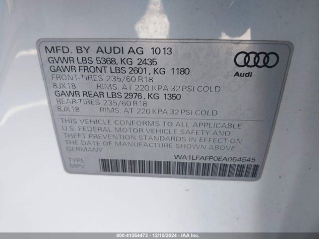 WA1LFAFP0EA054545 Audi Q5 2.0t Premium