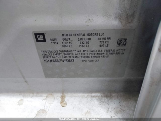 1G1JE6SB9F4153512 Chevrolet Sonic Ltz Auto