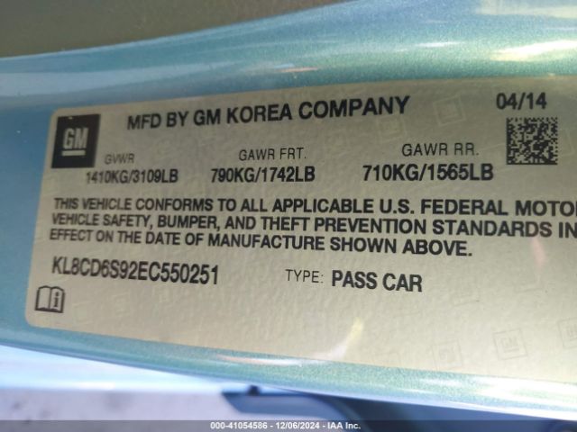KL8CD6S92EC550251 Chevrolet Spark 1lt Auto