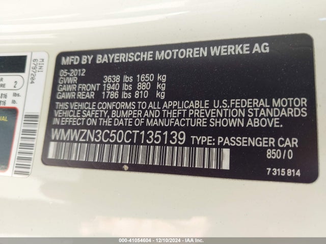 2012 MINI COOPER WMWZN3C50CT135139 Photo 8