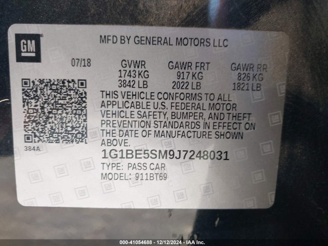 Chevrolet Cruze Lt Auto 2018 1G1BE5SM9J7248031 Image 9