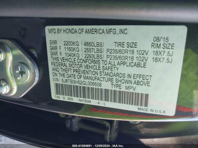 5J8TB3H52GL006658 Acura Rdx Technology   Acurawatch Plus Packages/technology Package