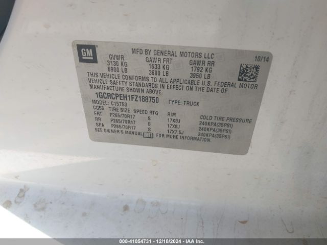 1GCRCPEH1FZ188750 Chevrolet Silverado 1500 Wt