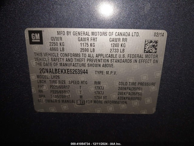 2GNALBEKXE6263944 Chevrolet EQUINOX 1LT