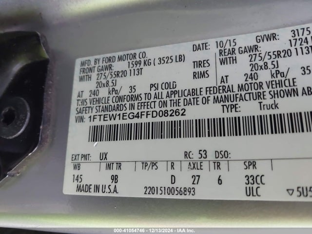 Ford F-150 Platinum 2015 1FTEW1EG4FFD08262 Image 9