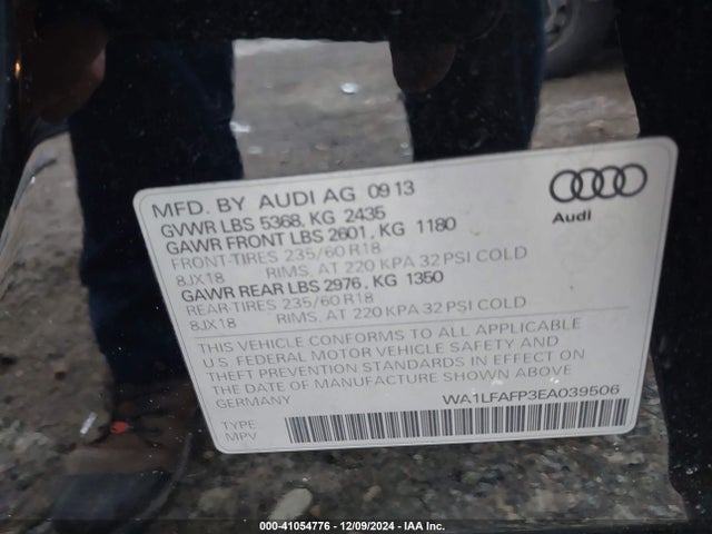 WA1LFAFP3EA039506 Audi Q5 2.0t Premium