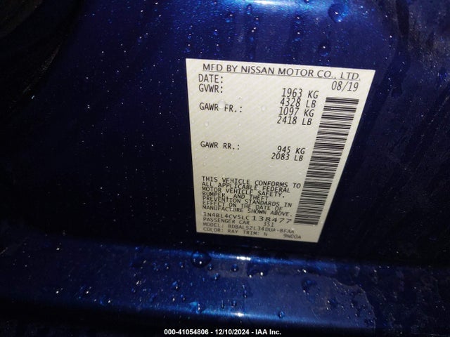 1N4BL4CV5LC138477 Nissan Altima Sr Fwd
