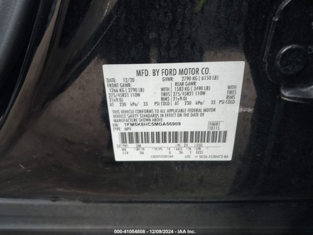 1FM5K8HC5MGA56909 Ford Explorer Platinum