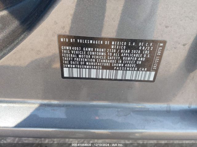 3VWBM7BUXNM034020 Volkswagen Jetta 1.5t Sport