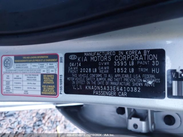 KNADN5A33E6410382 KIA RIO EX
