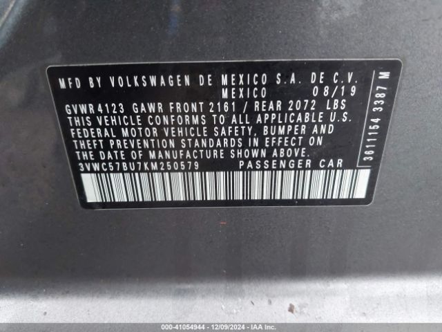 3VWC57BU7KM250579 Volkswagen Jetta 1.4t R-line/1.4t S/1.4t Se