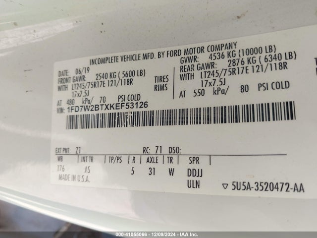 Ford F-250 Xl 2019 1FD7W2BTXKEF53126 Image 9