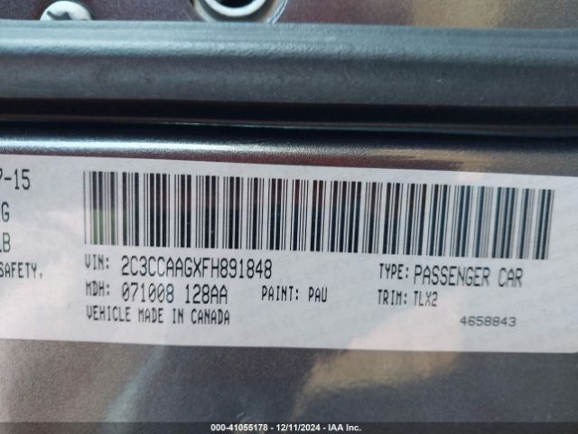 2C3CCAAGXFH891848 Chrysler 300 Limited