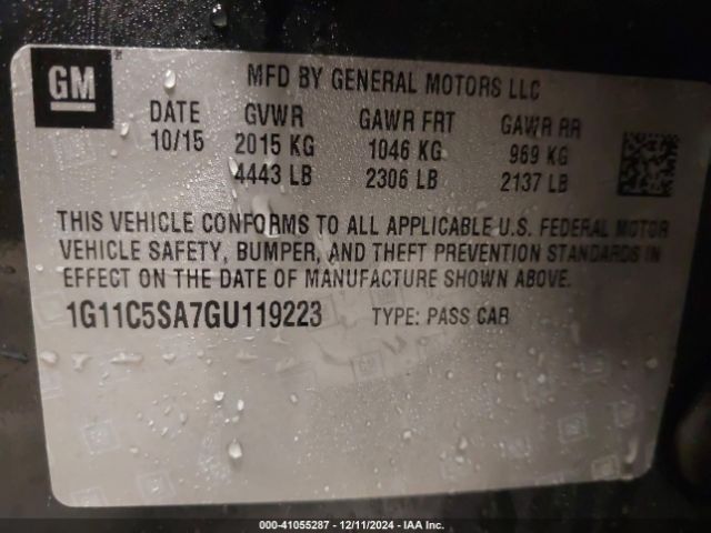 1G11C5SA7GU119223 Chevrolet Malibu Limited Lt