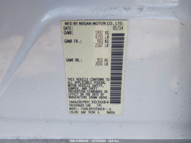 1N4AZ0CP0FC303084 Nissan LEAF S