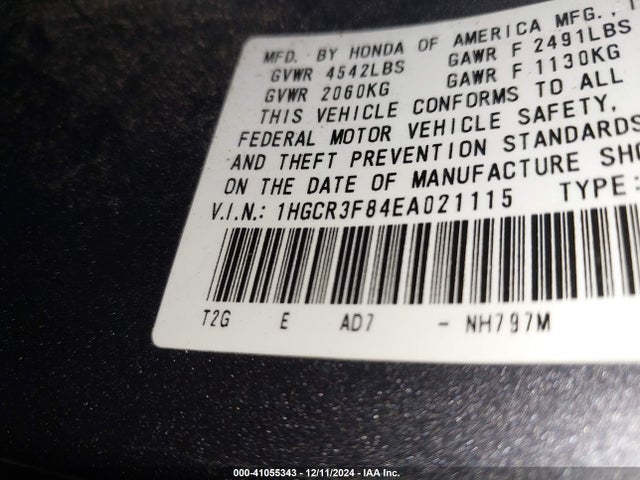 Honda Accord Ex-l V-6 2014 1HGCR3F84EA021115 Image 9