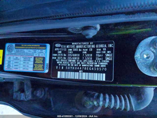 5XYKU4A78EG459570 KIA Sorento Ex V6