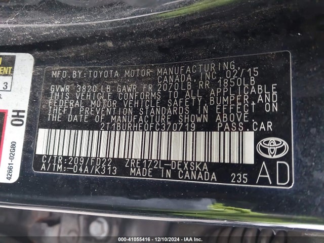 Toyota Corolla S Plus 2015 2T1BURHE0FC370719 Image 9