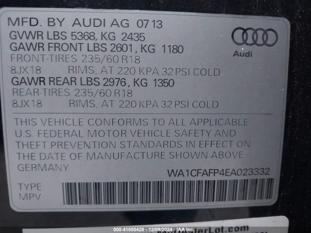 Audi Q5 2.0t Premium 2014 WA1CFAFP4EA023332 Image 9
