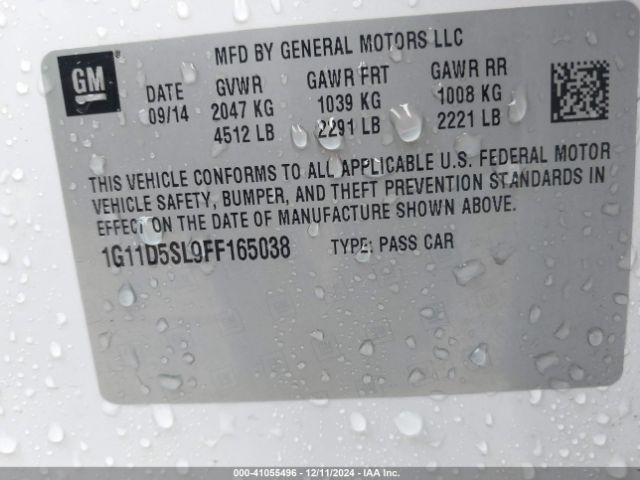 1G11D5SL9FF165038 Chevrolet MALIBU 2LT