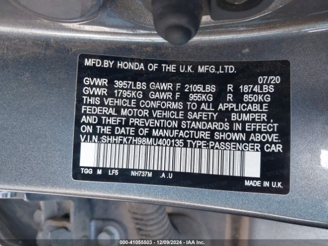 2021 HONDA CIVIC SHHFK7H98MU400135 Photo 8