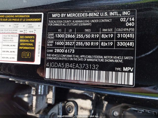 4JGDA5JB4EA373132 Mercedes-Benz ML 350