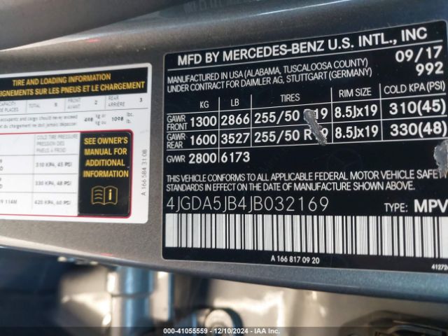 4JGDA5JB4JB032169 Mercedes-Benz GLE 350