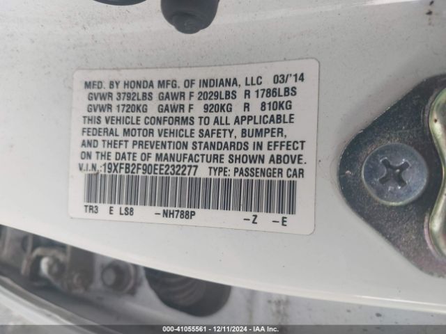 19XFB2F90EE232277 Honda Civic Ex-l