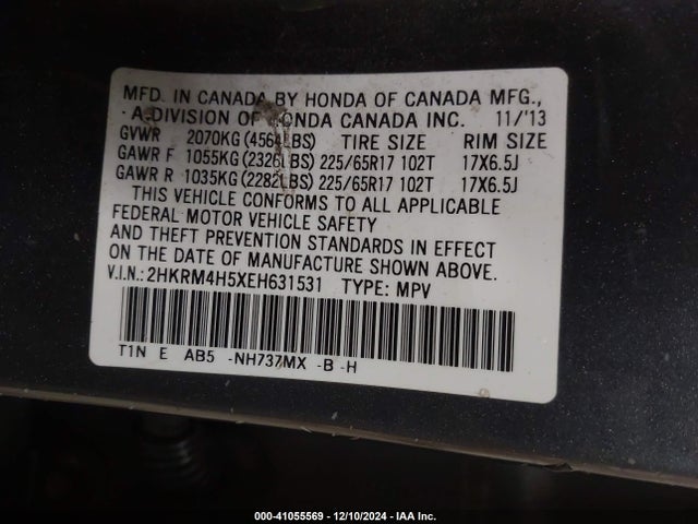 Honda CR-V EX 2014 2HKRM4H5XEH631531 Image 9