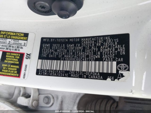 2T1BURHE6GC487707 Toyota COROLLA L