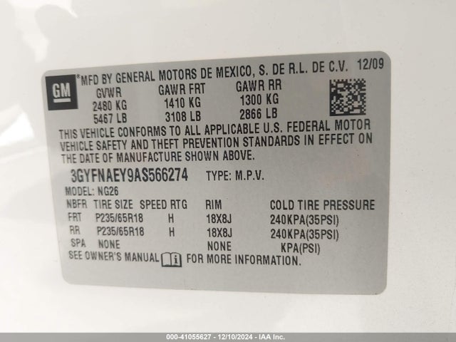 2010 CADILLAC SRX 3GYFNAEY9AS566274 Photo 8