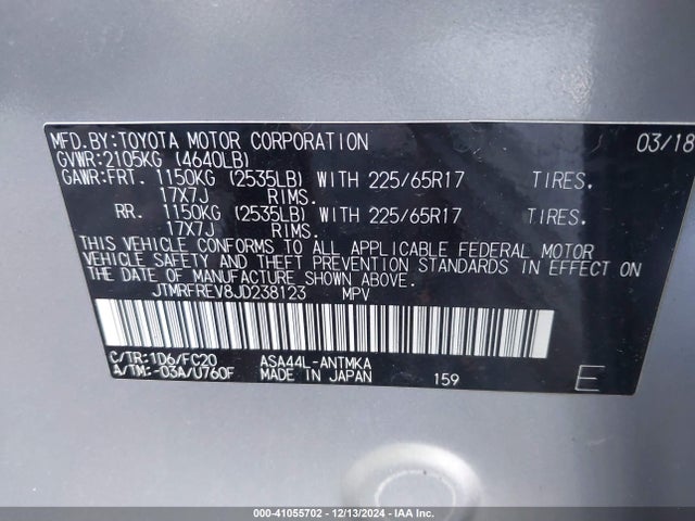 JTMRFREV8JD238123 Toyota Rav4 Adventure/xle