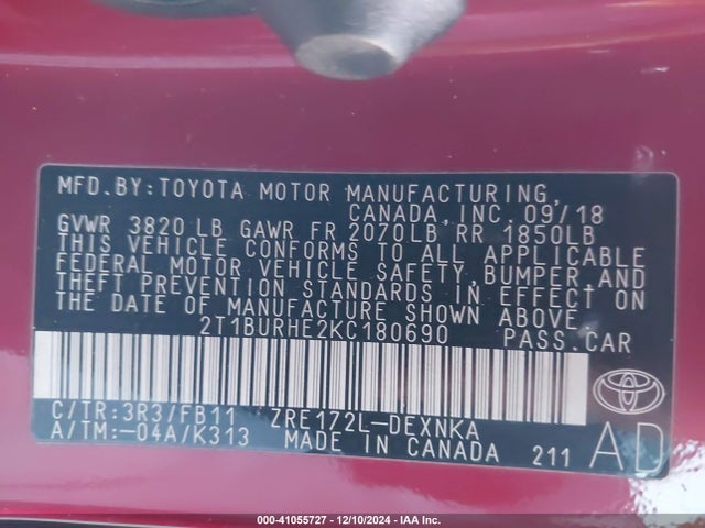 Toyota COROLLA LE 2019 2T1BURHE2KC180690 Image 9