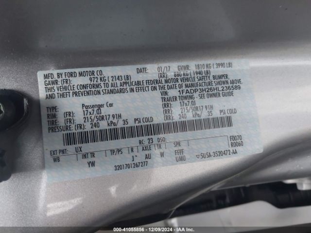 1FADP3H26HL236589 Ford FOCUS SEL