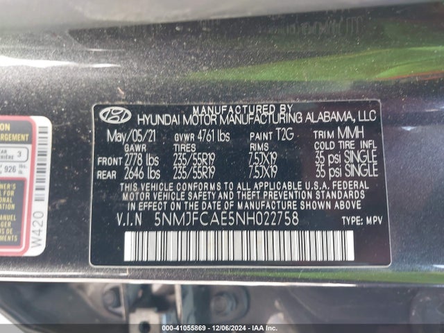 Hyundai TUCSON SEL 2022 5NMJFCAE5NH022758 Image 9