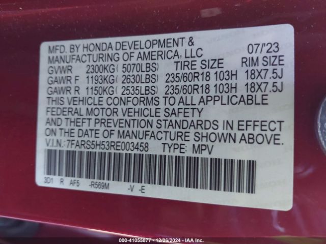 7FARS5H53RE003458 Honda Cr-v Hybrid Sport