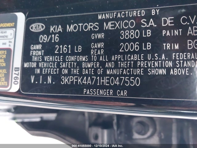KIA FORTE LX 2017 3KPFK4A71HE047550 Image 9