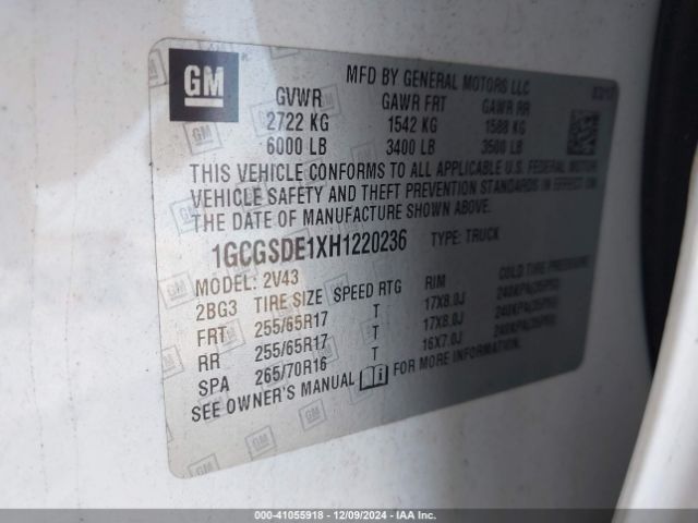 1GCGSDE1XH1220236 Chevrolet Colorado Z71