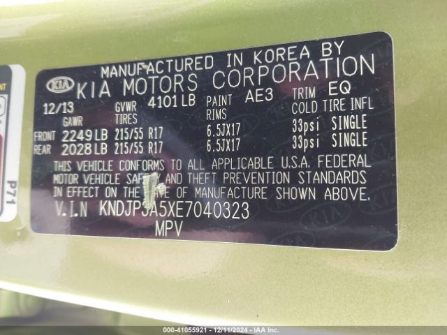 KNDJP3A5XE7040323 KIA SOUL +