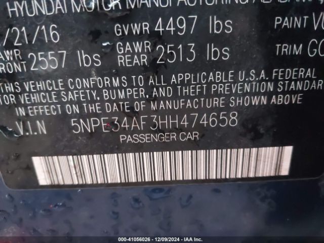 5NPE34AF3HH474658 Hyundai Sonata Sport
