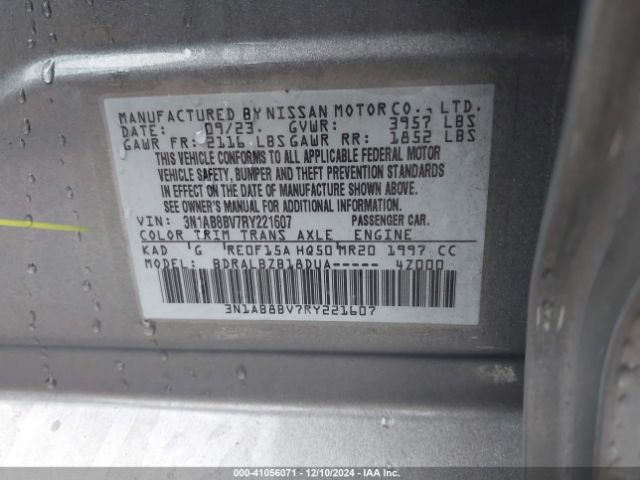 3N1AB8BV7RY221607 Nissan Sentra S Xtronic Cvt