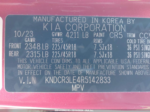 KNDCR3LE4R5142833 KIA Niro Ex Touring