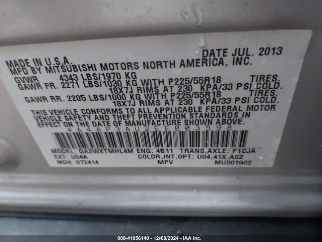 2014 MITSUBISHI OUTLANDER SPORT 4A4AP3AU2EE003598 Photo 8