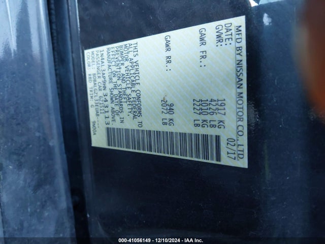 1N4AL3AP9HN343113 Nissan Altima 2.5 S