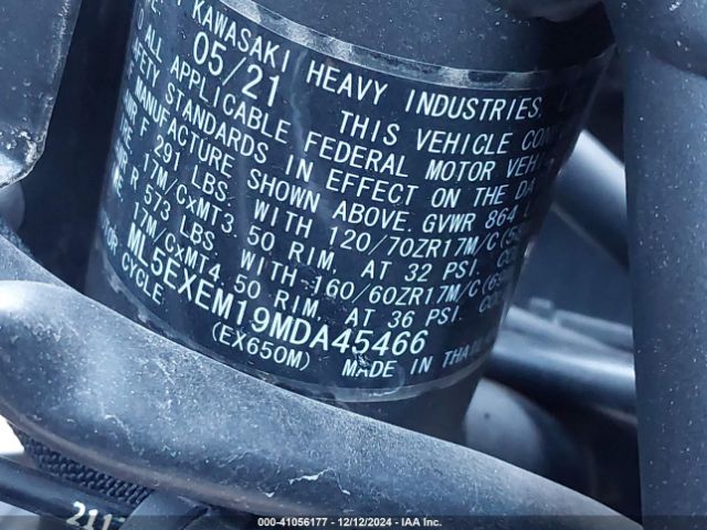 2021 KAWASAKI EX650 ML5EXEM19MDA45466 Photo 9