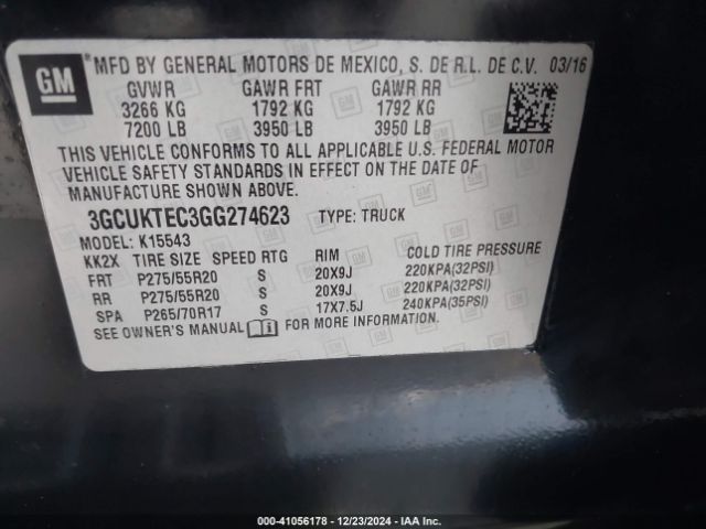 3GCUKTEC3GG274623 Chevrolet Silverado 1500 High Country
