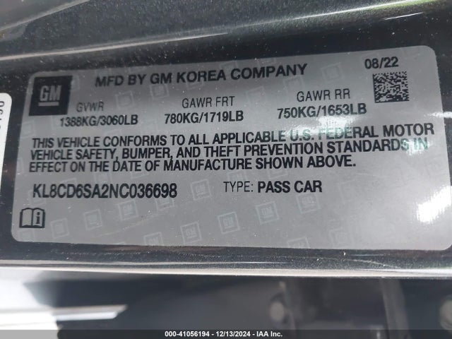 Chevrolet Spark Fwd 1lt Automatic 2022 KL8CD6SA2NC036698 Image 9