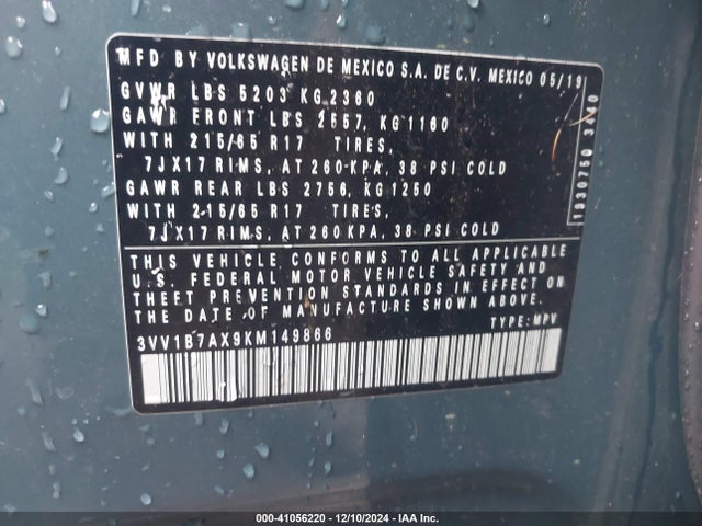 3VV1B7AX9KM149866 Volkswagen Tiguan 2.0t S