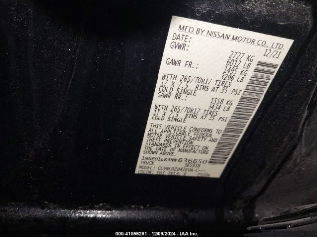 1N6ED1EK4NN636650 Nissan Frontier Pro-4x 4x4