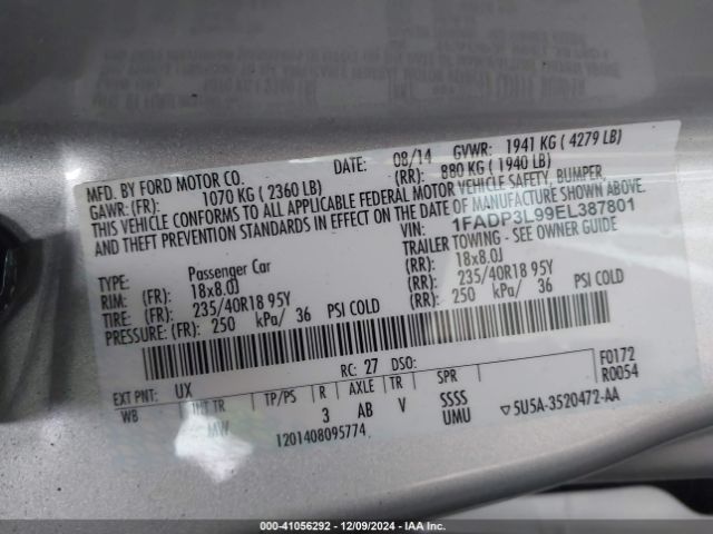1FADP3L99EL387801 Ford FOCUS ST
